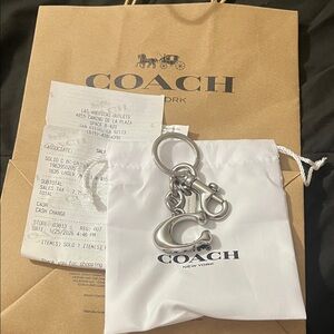 Coach Metallic Silver Keychain